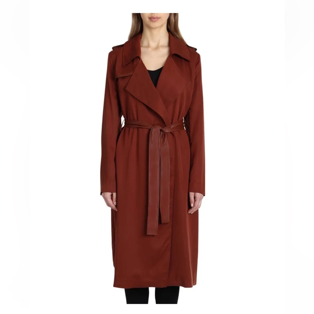 Badgley Mischka Angelina Self-Tie Trench Coat
